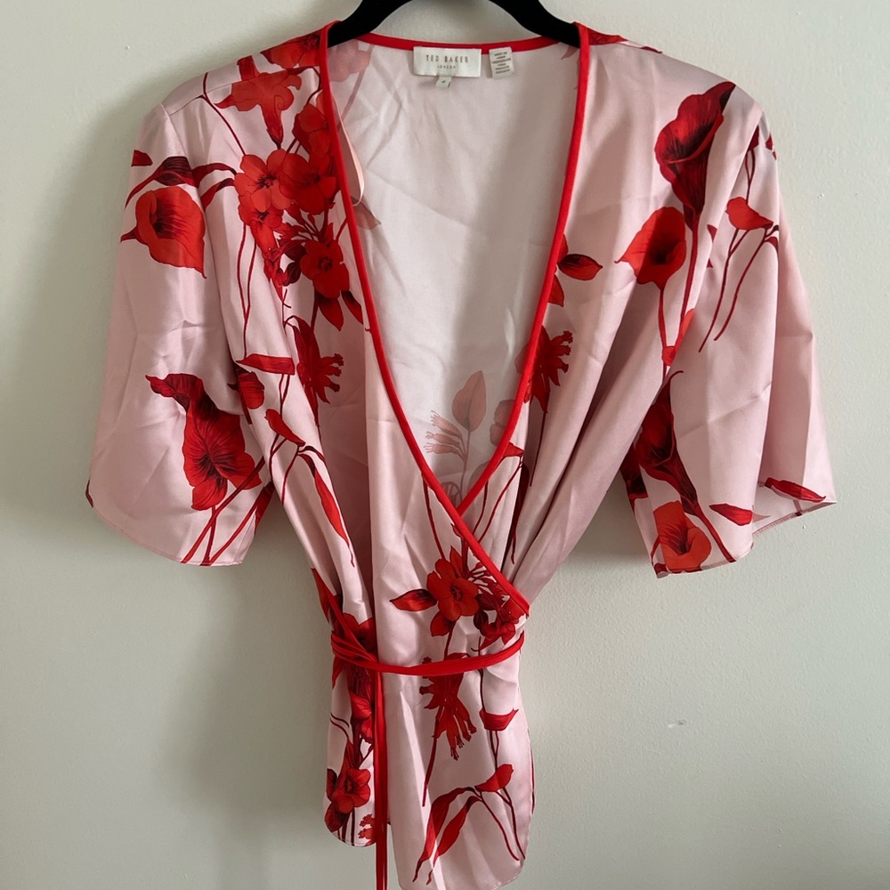 Ted Baker Pink and Red Floral Wrap Robe